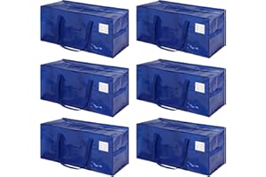 JCBZAMZ 6 Pack Heavy Duty Extra Large Moving Bags with Handles, Waterproof Foldable Storage Totes, Clothing Storage Bags, Packing Moving Boxes for College Supplies & Seasonal Storage, Blue