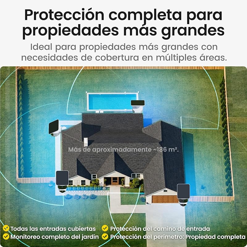 T2 Pro 3K Cámara de Seguridad Exterior Solar inalámbrica Kit 4 Cámaras