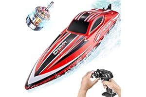 BEZGAR RC Boat, 16 inch Big Brushless Remote Control Boat for Adults and Kids, 55 KPH Large Fast RC Speed Boats with 2000mAh Battery, Ideal Waterproof Toy Boats for Lakes - HJ818PRO Red