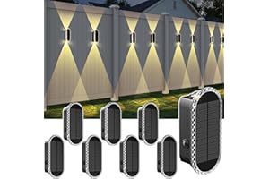 LIANGLOME Solar Fence Lights Outdoor - 3000/4000/6000K 3 Modes, IP65 Waterproof Fence Lights Solar Powered, Up & Down Lighting Solar Wall Lights Outdoor for Backyard/Garden/Patio/Garage and Wall decor (8 pack)