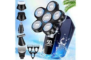 FEZIHEGH Head Shaver for Bald Men,6 in 1 Electric Shavers for Bald Head Cordless, Waterproof Wet Dry Mens 6 Heads Electric Razor for Shaving, Man Rechargeable Facial Shaver Rotary Face Hair Razor
