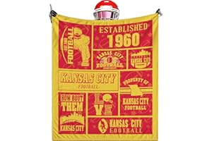 QOLYZANW Kansas Throw Blanket, American Sport Team Color Blanket, Soft Flannel Gifts for Men Women Fan Rugby Lovers Merch for Sofa Bed Decor, 60X50 in