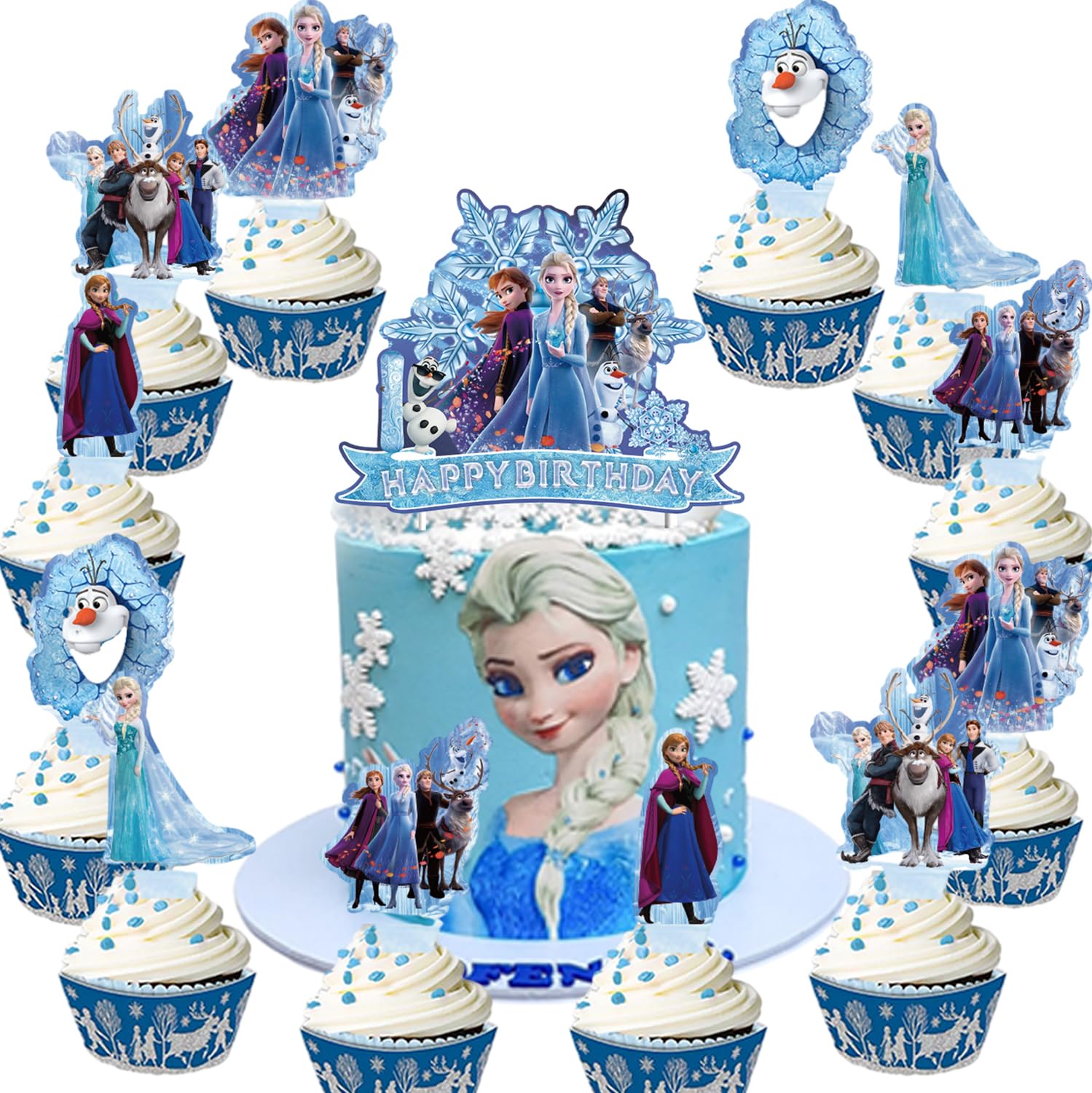 Photo 1 of 25pcs ice Cake Toppers Cupcake Toppers, Birthday Party Decoration Cake Decorations for ice party Supplies