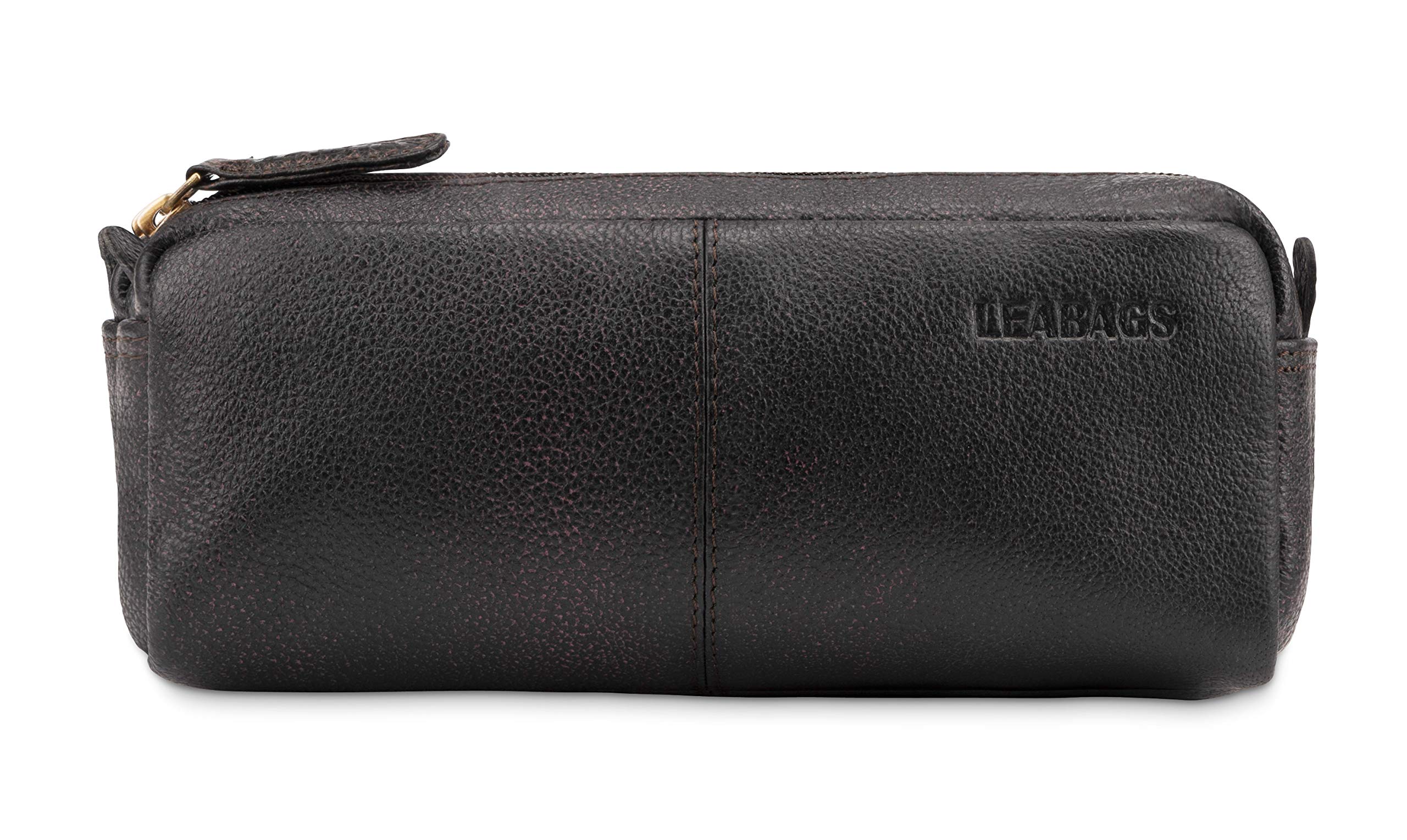 LEABAGS Fort Wayne Leather Pencil Case I Genuine Buffalo Leather Pencil case I Leather case I Vintage Pen Holder I Small Pencil case I Pencil case I 20x9x6 cm