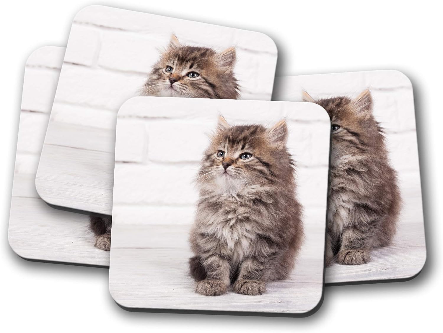 Amazon Co Jp 4セット かわいいふわふわ子猫コースター 猫メインクーン動物ペット楽しいギフト ホーム キッチン