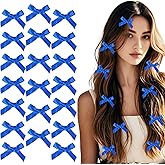 20Pcs Mini Blue Bow Hair Clips Cute Hair Bows Silk Satin Bows for Hair small Bow Hairs Clips Bowknot Ribbons Barrettes Metal Alligator Hair Y2k Accessories for Women Girls