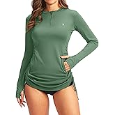 Soothfeel Women's Long Sleeve UV Sun Protection Rash Guard Shirts UPF 50+ Swim Shirt Swimsuits Top for Women with Zip Pockets
