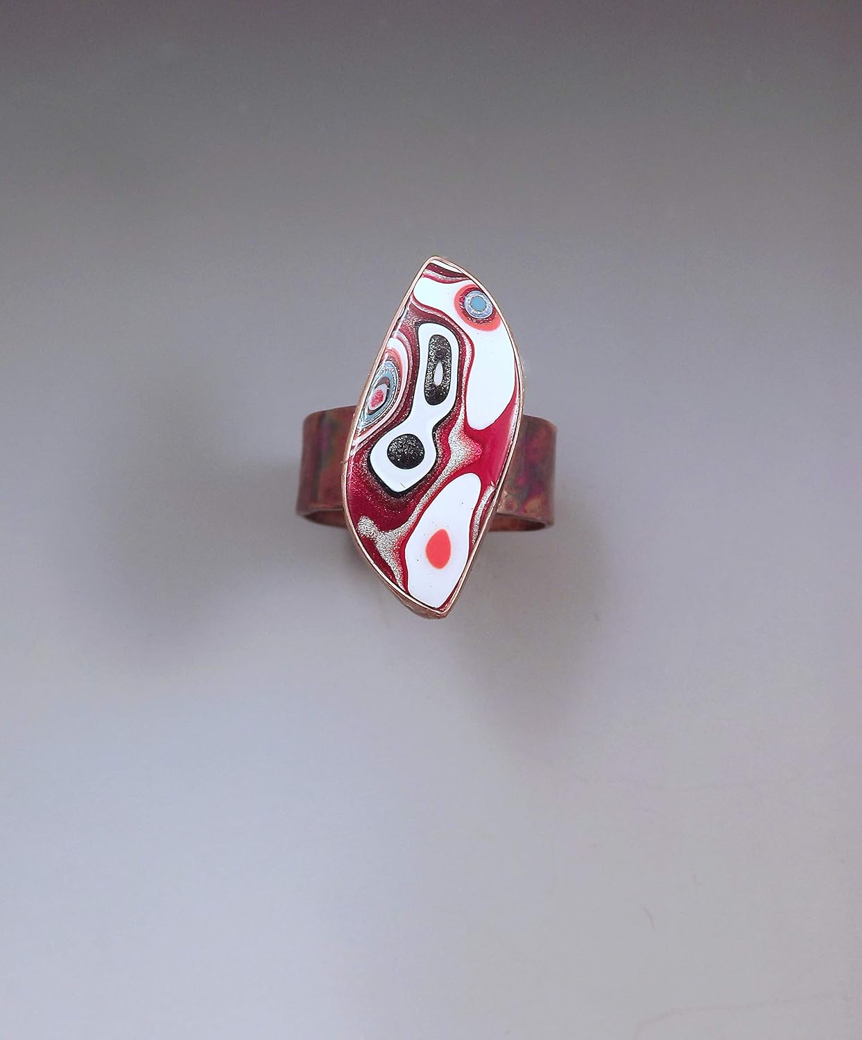 Amazon Com Fordite Ring Detroit Agate Michigan Made Fordite Copper Ring Handmade
