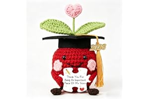 Teacher Gifts, Teacher Appreciation Gifts for Women, Mini Handmade Crochet Positive Apple with Doctoral Cap and Card, Thank Y