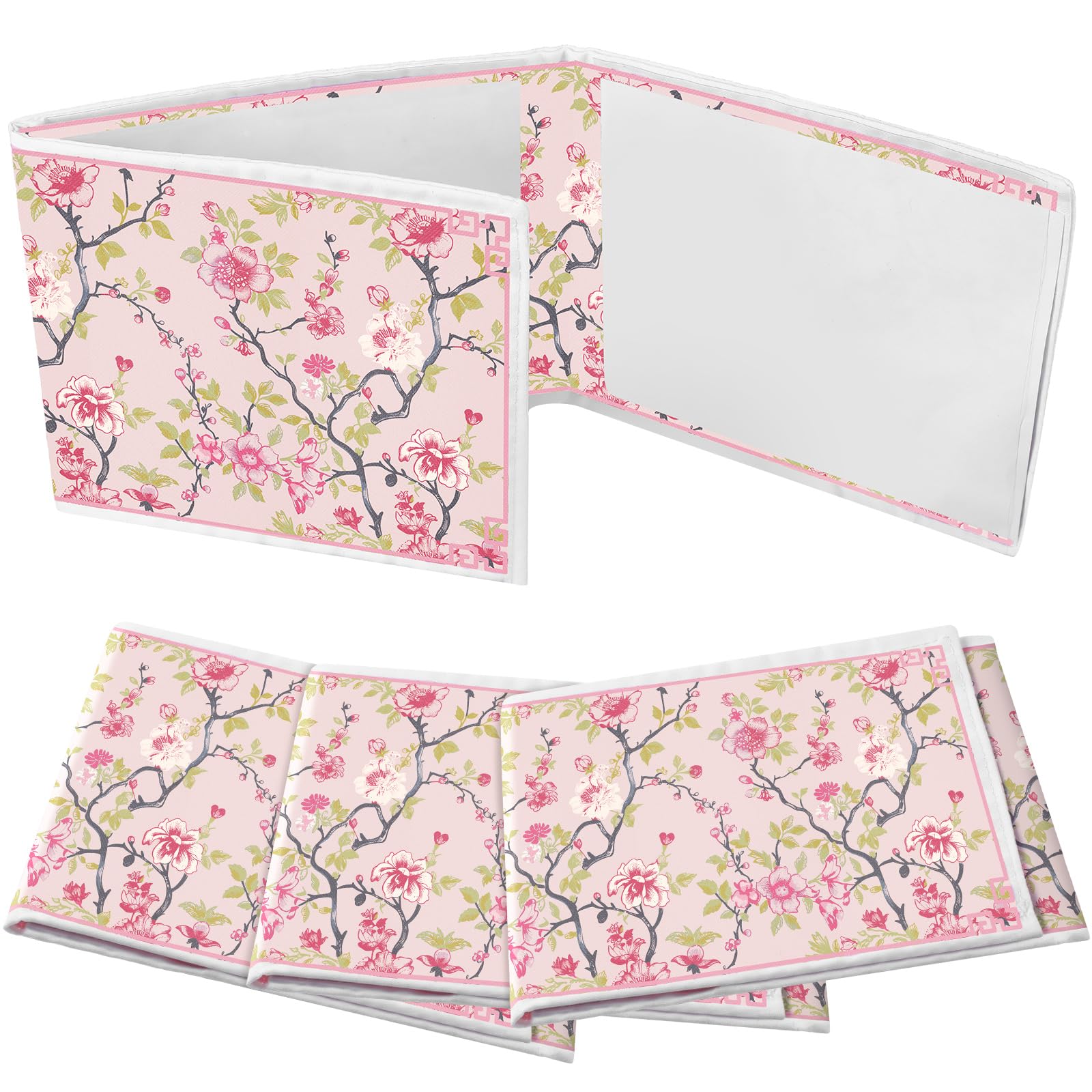 Sonwyoung 4 Pack Chinoiserie Mahjong Card Holder Chinoiserie Print Mahjong Card Sleeve Large Size(6 1/8”x4 3/4”) Soft Printed Fabric Scorecard Protector Holder Cover Gifts(Pink and Green)