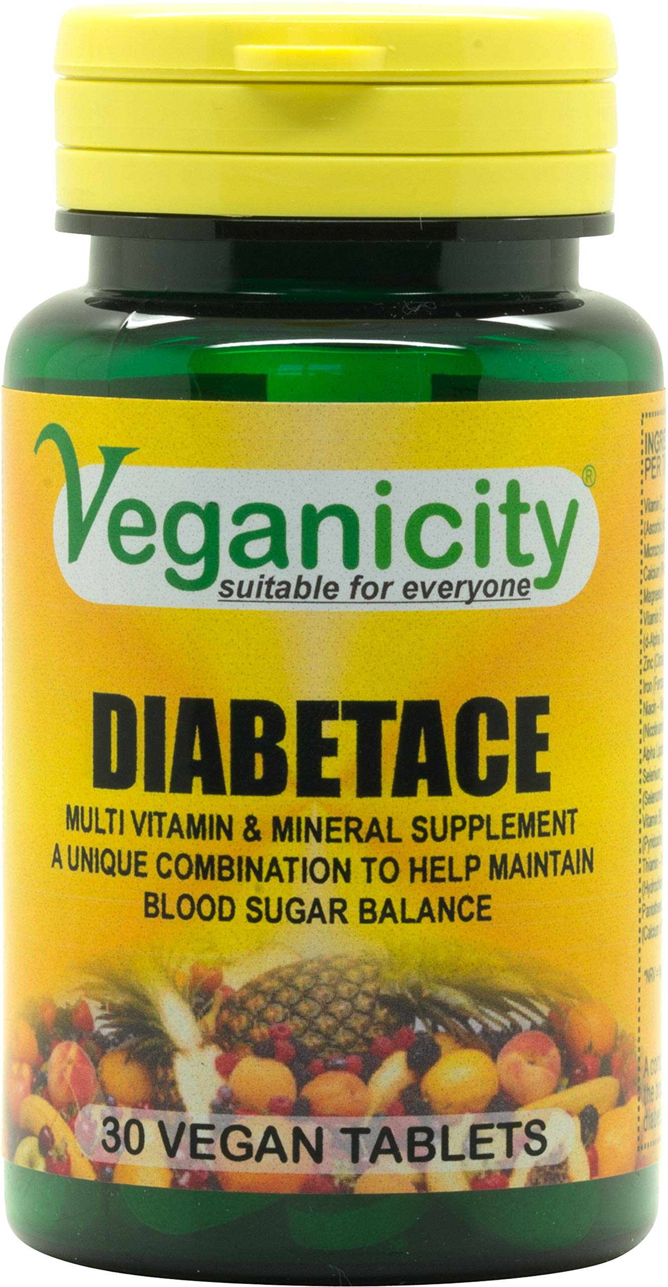 Veganicity DiabetACE : One-a-Day Multi Nutrient Supplement for Diabetics : 30 Tablets