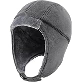 Connectyle Men's Fleece Thermal Skull Cap Warm Winter Hat with Ear Flaps Trapper Hat Outdoor Cold Weather Hat