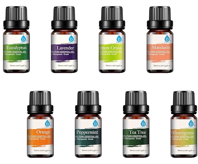 Amazon Com Pursonic 100 Pure Essential Aromatherapy Oils Gift Set 8 Pack 10ml Eucalyptus Lavender Lemongrass Mandarin Orange Peppermint Tea Tree Wintergreen Beauty