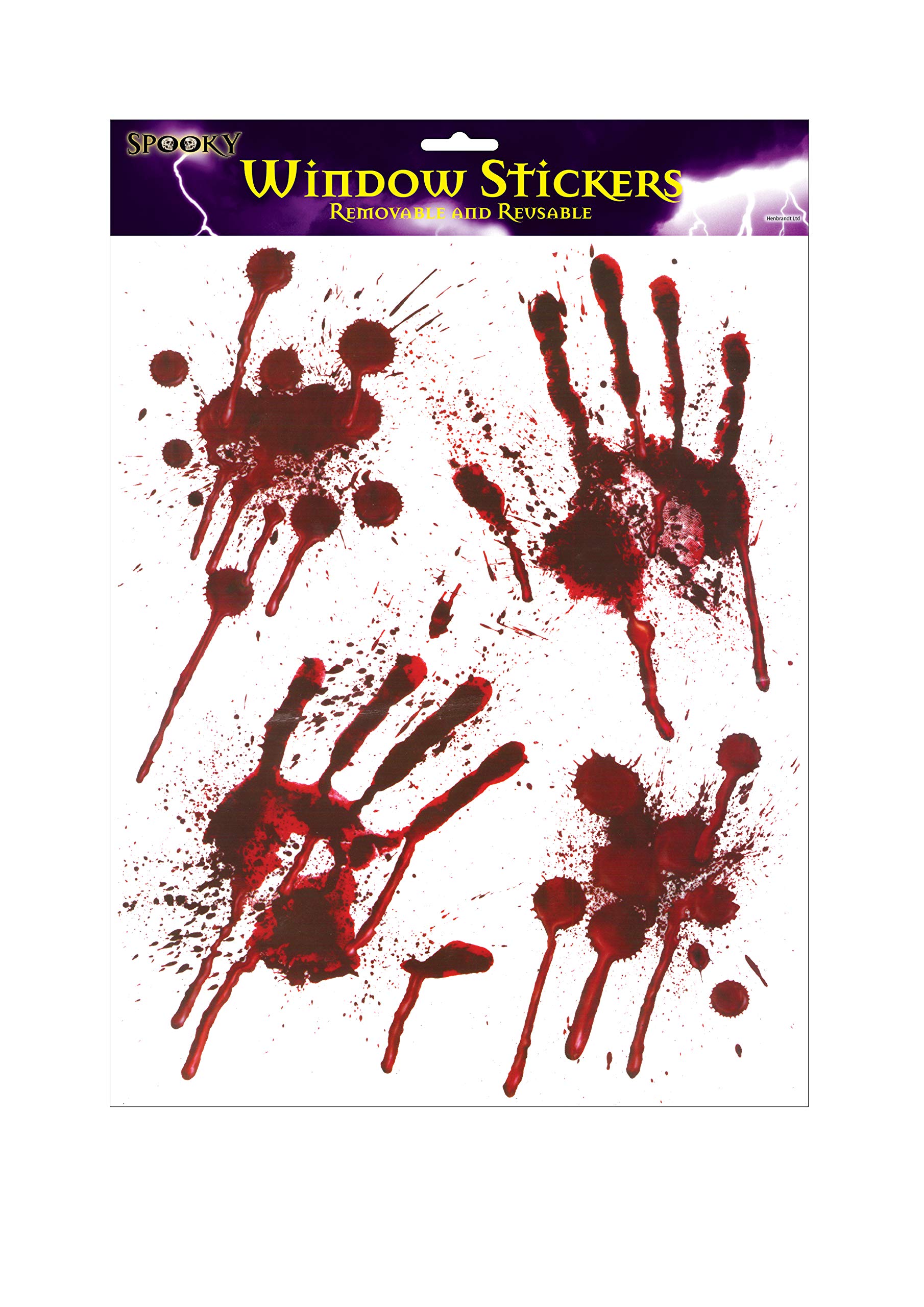 Halloween Bloody Hands Window Stickers - Bloody Designs Hand Prints with Blood Splatter