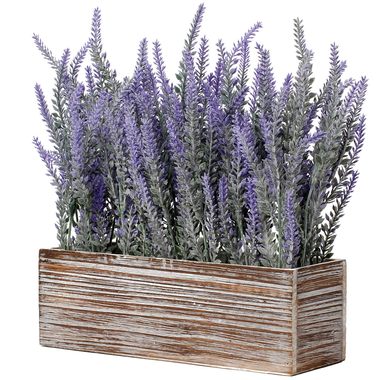 Briful Artificial Lavender in Pot Artificial Lavender Plant, Flocked Fake Lavenders Flowers in Wooden Pot Fake Plants Indoor for Home Bathroom Decor