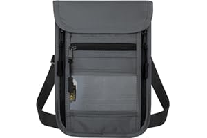 sundee Travel Neck Wallet with Double Zippers, RFID Blocking Passport Holder with Adjustable Neck Strap for Men and Women to Keep Cash, Credit Cards and Travel Documents Safe - Light Gray