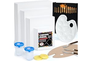 Shuttle Art 50 Pack Canvas Painting Kit, Painting Supplies with 28 Multi Sizes Canvas Boards for Painting and 22 Tools includ