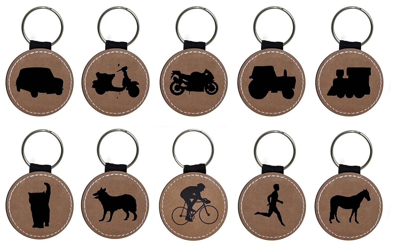 Silhouette Keyrings Simulated Leather circular Key ring Amazon.co.uk