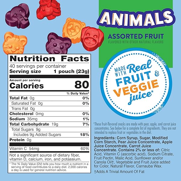 MOTT’S FRUIT FLAVORED SNACKS, HALLOWEEN TREATS, ANIMALS ASSORTED FRUIT, GLUTEN FREE SNACK, FAMILY PACK, 40 CT, 32 OZ