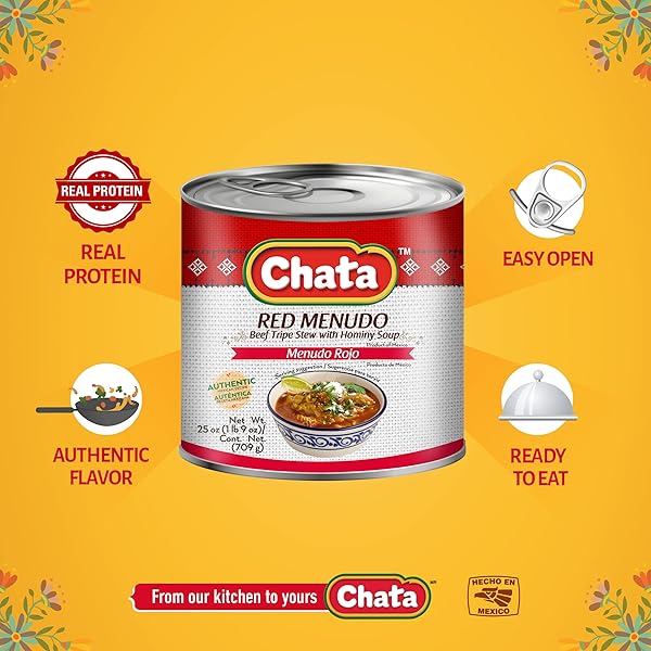 CHATA RED MENUDO, BEEF BEEF BELLY STEW WITH HOMINY CORN, 25 OZ CAN, PACK OF 1