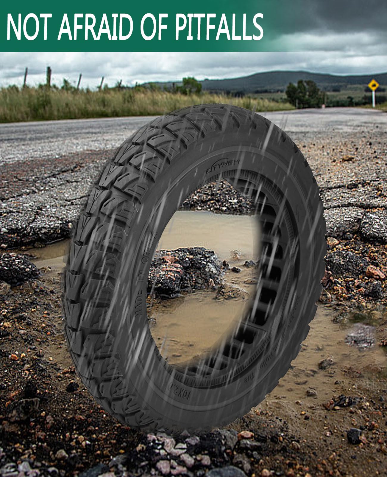 10X2.125 Solid Tire: 50/75-6.1 Tires Replacement for Gotrax G4 GXL V2 Ninebot D40x F25 F30 F35 F40 F45 F60 Electric Scooter, 10x2/54-152, 10 Inch Off Road Front Rear Tubeless Wheel