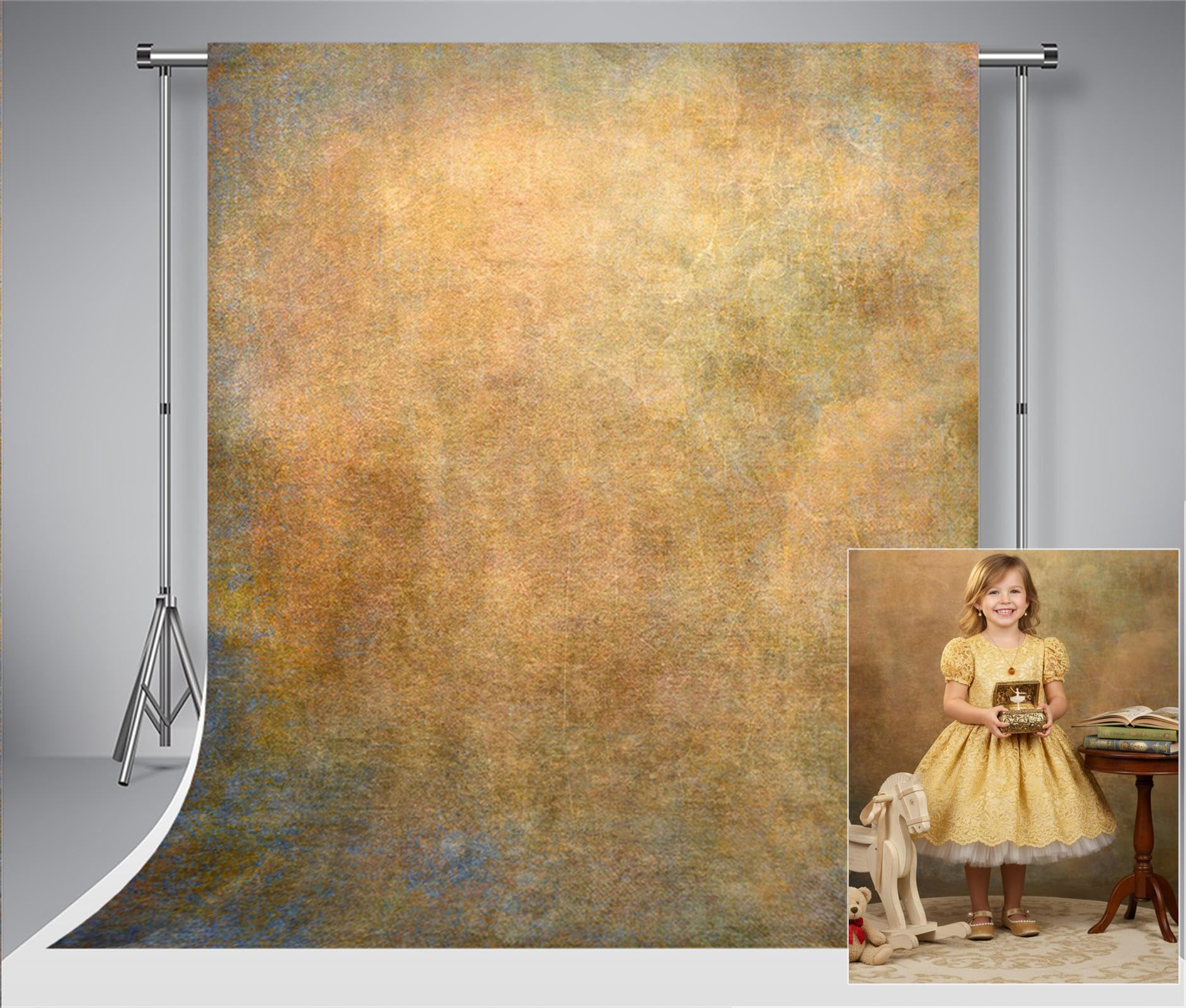 Kate Photo Backdrop 1.5x2.2m Rust Yellow Retro Abstract Portrait Backdrop for Photography Photo Studio Microfiber Cloth Fabric With Rod Pocket(Backdrop Only)