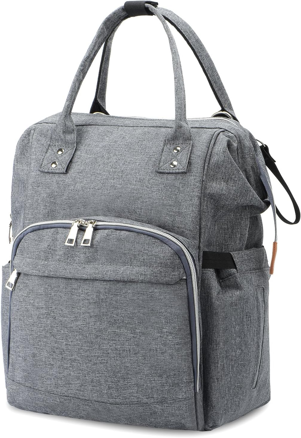 Diaper Bag Backpack, GySue Multi-Function Large Capacity Waterproof Durable Smart Travel Backpack for Baby Care Stylish Bag with Insulated Bottle Pockets, Changing Pad-Gray