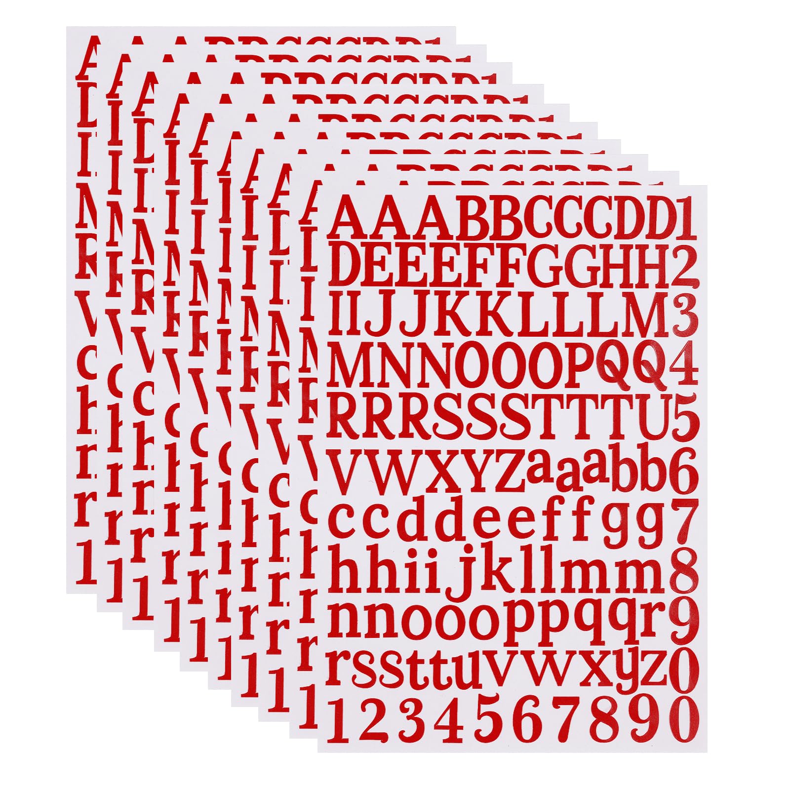 Photo 1 of 10 Sheets Vinyl Letter Stickers - 1200 Pcs Self-Adhesive Number & Alphabet Stickers - Mailbox Numbers for Signs, Windows, Doors, Homes & Businesses - Address Numbers (Red, 1 Inch)