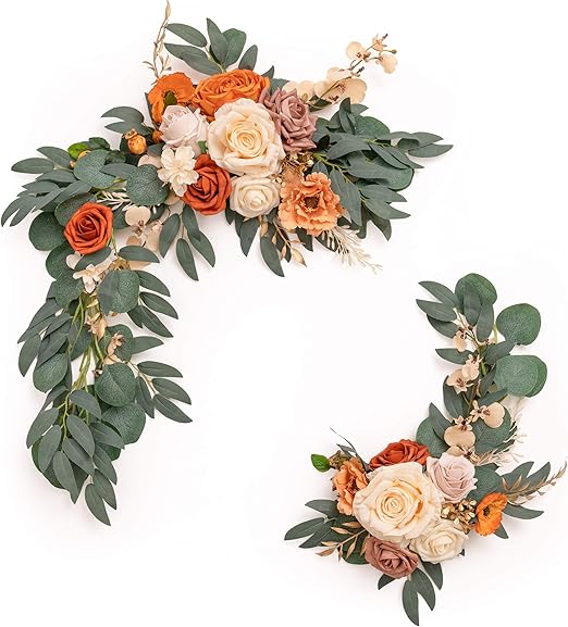 Ling's moment Artificial Flower Swag for Terracotta or Burnt Orange