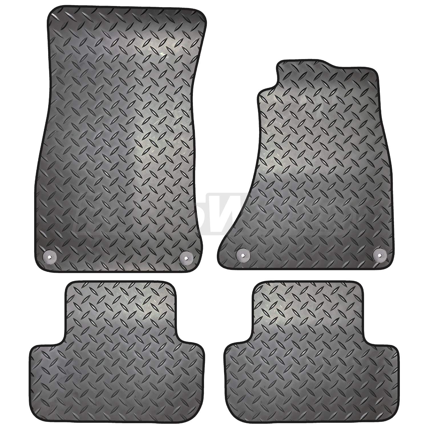 Carsio Rubber 4 Piece Car Mat Set For Audi A5 Sportback 2009 to 2017 [with 4 Round Clips] Tailored Fit Floor Mat Complete Accessory Black Custom Fitted - All Weather & Heavy Duty, Anti-Slip Backing
