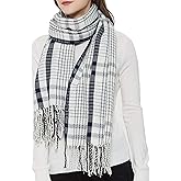 Wander Agio Women's Fashion Long Shawl Big Grid Winter Warm Lattice Large Scarf