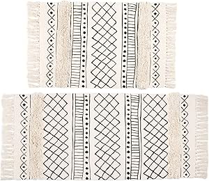Amazon.com: SHACOS Tufted Cotton Area Rugs Set of 2 Woven Cotton Rug ...