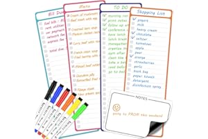 ABERLLS Magnetic to Do List White Board, Dry Erase Board with Lines, Grocery List, Meal Planner, Chore Chart for Adults, 4"x12" Multifunctional Fridge Whiteboard with 6 Dry Erase Markers