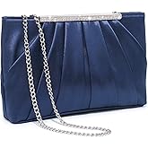 Dasein Elegant Pleated Evening Clutch Bags for Women Formal Handbags Purses for Wedding Party Prom with Sparkly Rhinestones