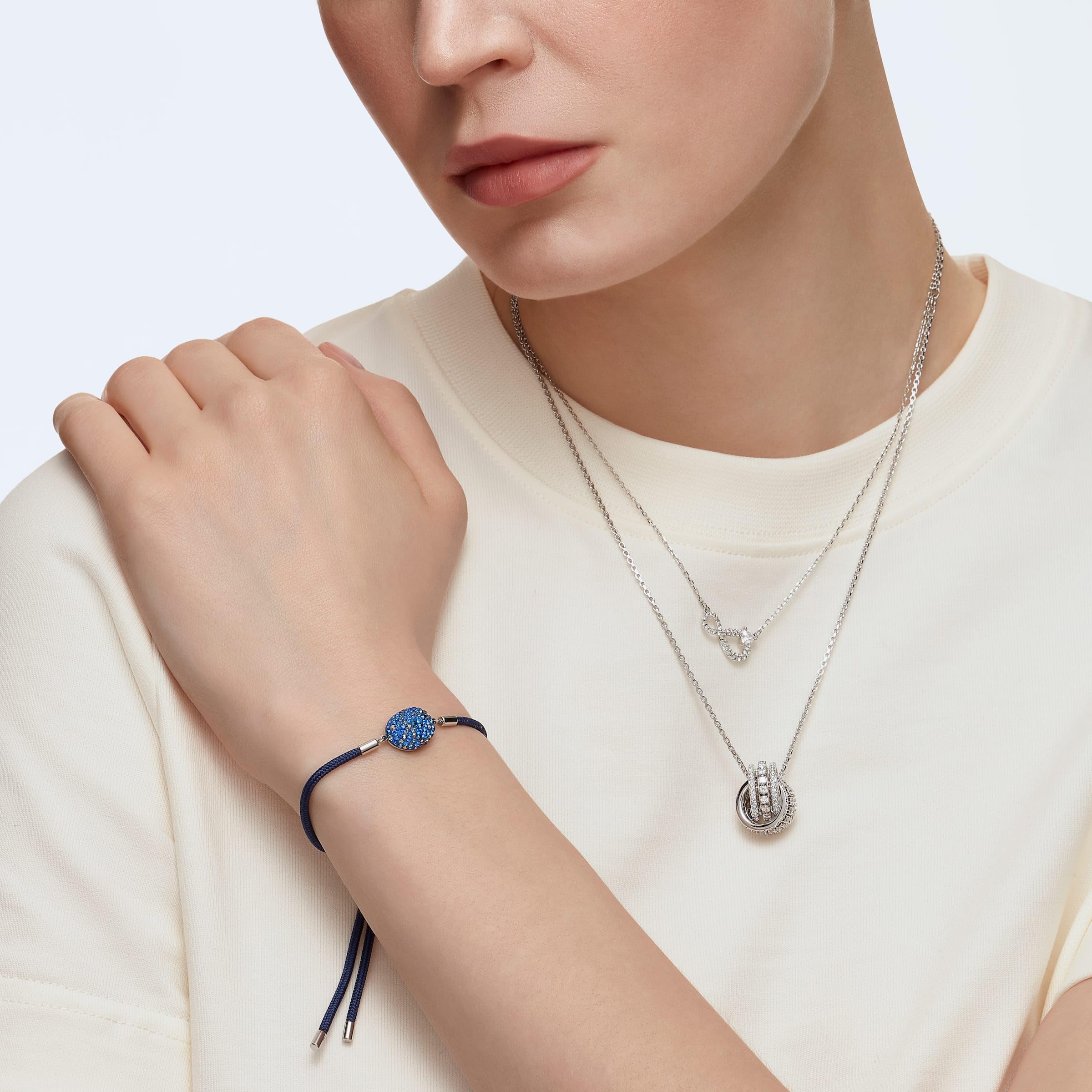 Swarovski Infinity Twist Jewelry Collection, Bracelets & Necklaces, Rhodium & Rose Gold Tone Finish, Clear Crystals