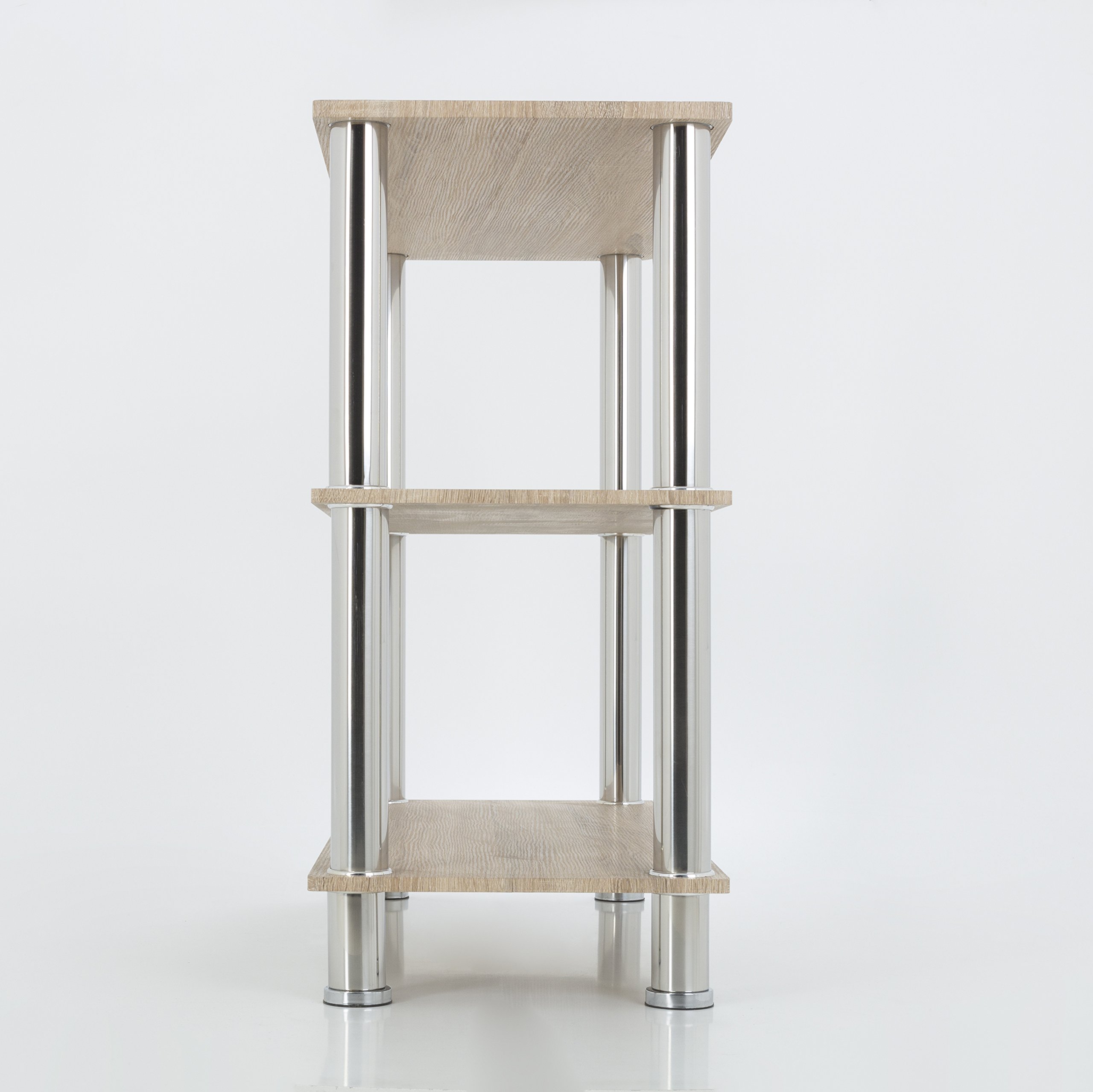 AVF Wide 3 Tier Shelving unit in Whitewashed Oak & Chrome LAVORIST