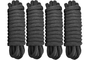 Dock Lines 4 Pack 1/2" x 20' Double Braided Nylon Boat Dock Lines Pre-spliced with a 12" Loop, Easy to Handle Boat Ropes for Docking, Marine-Grade Dock Lines for Boats 1/2 Inch Boat Lines,J-FM TWNTHSD