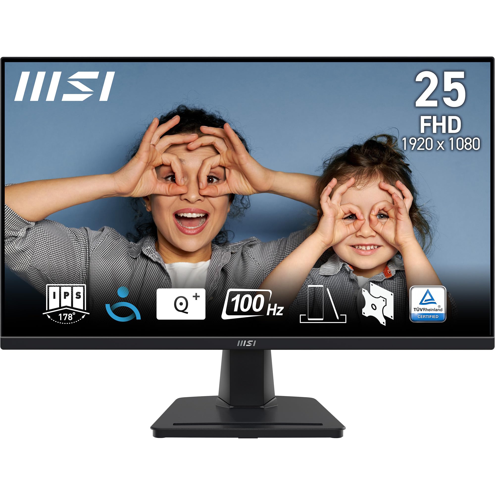 MSI PRO MP252 24.5 Inch Full HD Office Monitor - 1920 x 1080 IPS Panel, 100 Hz, Eye-Friendly Screen, Built-in Speakers, Tilt-Adjustable - HDMI 1.4b, D-Sub (VGA)