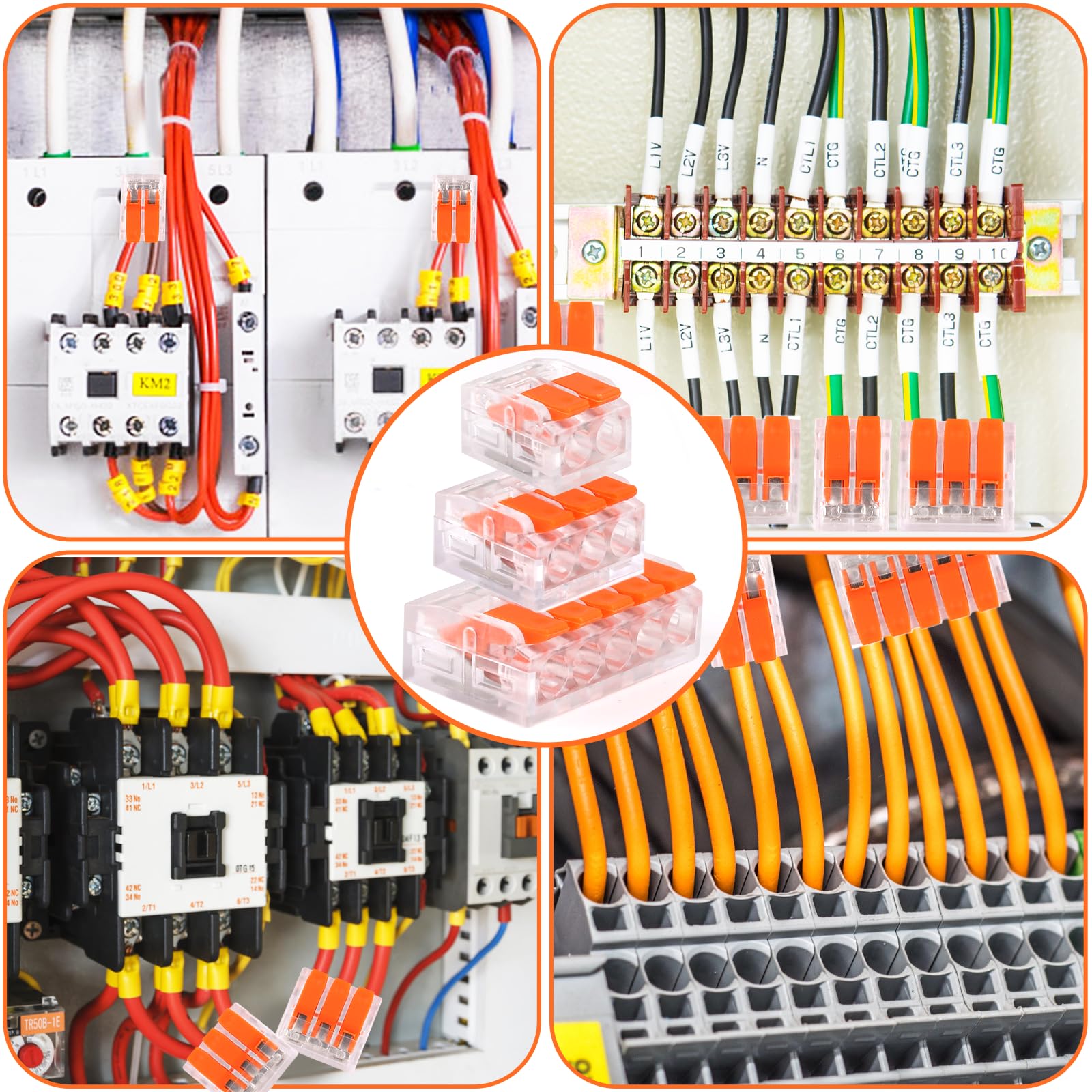 Kabelverbinder Kabelklemmen Elektro, 60 Stück Verbindungsklemmen Klemme mit Betätigungshebel, 4mm² Leiter Klemme Lüsterklemmen Verbindungsklemme Kombiniert Werden für Feste Kabe 2-3-5 Leiter 7