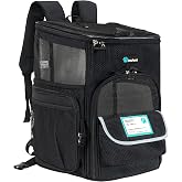 PetAmi Dog Backpack Carrier, Airline Approved 4-Way Entry Cat Bag, Black | Up to 18 lbs, Ventilated Mesh, Collapsible, Removable Cushion, Safety Leash Clip, Small Puppy Kitten Rabbit for Hiking Travel
