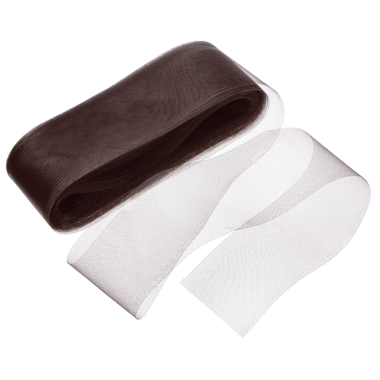 M METERXITY Stiff Horsehair Braid 4 Inch Wide 50 Yards Soft Polyester Horsehair Braid Roll for Wedding Dress/Dance Formal Dress Accessories/Skirt Boning Sewing Shaping [Coffee]