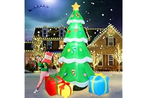 B&D 10FT Giant Inflatable Christmas Tree with Gift Box, Built-in LEDs - Outdoor Decoration for Holiday Party & Garden Lawn