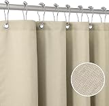 Shower Curtain Linen-Style 122x182cm Taupe with Metal Hooks view 8