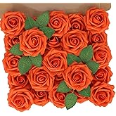 N&T NIETING Artificial Flowers, Fake Flowers Burnt Orange Roses Perfect for DIY Wedding Bridal Bouquets Centerpieces Bridal Shower Party Home Flower Arrangement Decorations, 50Pcs
