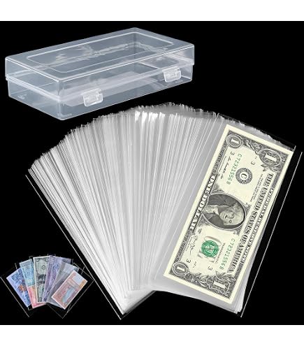 Sepamoon 10 Stück Dollarschein-Hüllen Aus Hartplastik – Transparent, Wasserdicht, 17,5x7,5 Cm, Ideal Für Sammler & Alltagsnutzung