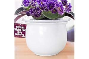 ATRI African Violet Pots Self Watering – 6.5”W x 4.6”H Ceramic Self Watering Pots for Indoor Plants with Glazed White Outer Pot & Absorbent Inner Pot for Easy Plant Care
