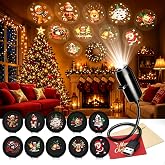 Easybos 10 Pack Plug and Play HD Christmas Projector, 10 Festive Scenes | HD Christmas Scene Projector with 5D Holographic Effects, Plug and Play, No WiFi or App Required