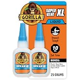 Gorilla Super Glue XL, Clear, All Purpose, 25 g, 2-Pack | Bonds Glass, Plastic, Wood, and More, Fast Setting, Anti-Clog Cap, Ideal for Projects and Repairs