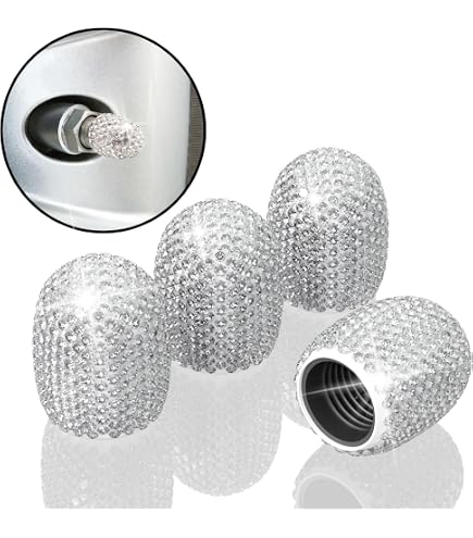 Tapones Para Válvulas De Neumáticos JUSTTOP Hechos A Mano Con Diamantes De Imitacion De Cristal Paquete De 4 