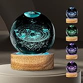 3D Solar System Crystal Ball Night Light with 16 Color, Unique 60mm Galaxy Planets Glass Ball Lamps with Remote Cool Birthday Christmas Decor Astronomy Space Gifts for Boys Girls Friends